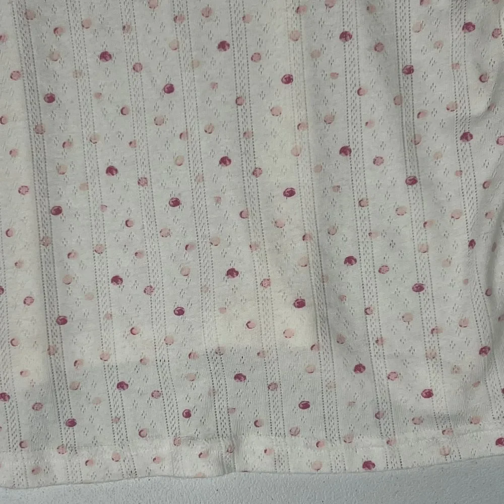 Nanette Lepore Pajama‎ Set Cami Top Shorts Lingerie Sleepwear White Pink Dot L